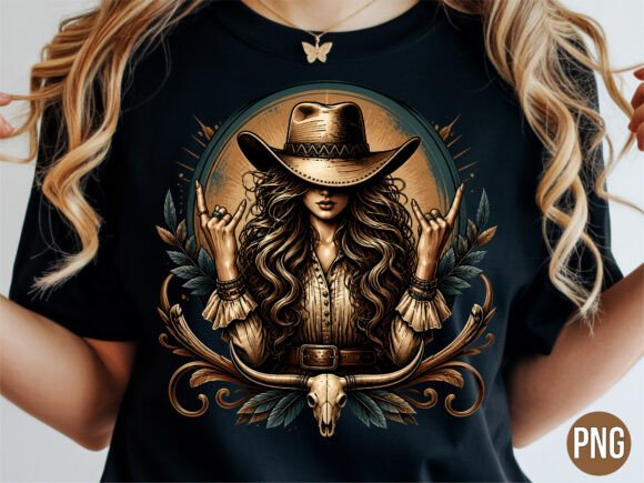 Download Western Cowgirl Rock on Skull PNG - Western Collection