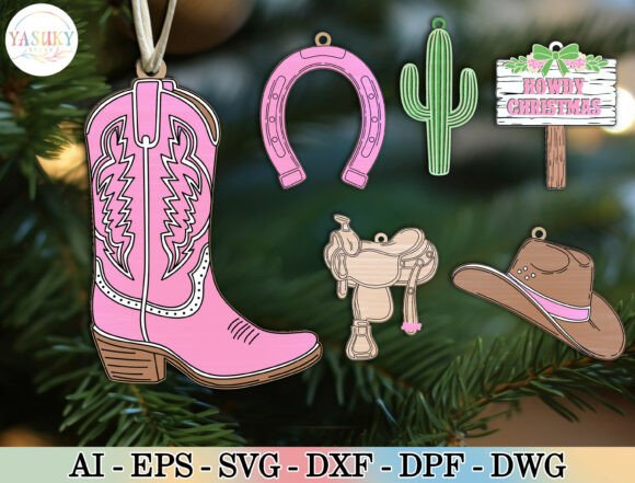 Download Western Christmas Ornament SVG Bundle - Western Collection