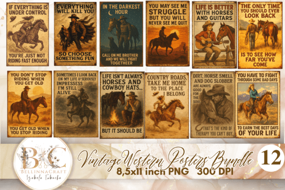 Download Vintage Western Poster Bundle PNG - Western Collection