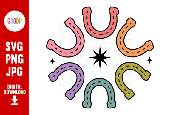 Download Retro Horseshoe Sunburst Western SVG - Western Collection
